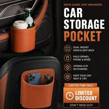 Organize Your Car Instantly! No-Slip Clip-On Leather Cup Holder