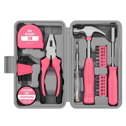 🔥Hot Sale🔥Portable 24-Piece Household Tool Kit – Storage Case Included, Hammer, Screwdriver, Pliers, Tape Measure & Bits for DIY Home Repairs