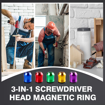 🛠️ Hot Sale⚡ 3-in-1 Magnetic Screwdriver Ring – Quick Bit Swap, Secure Hold & Portable
