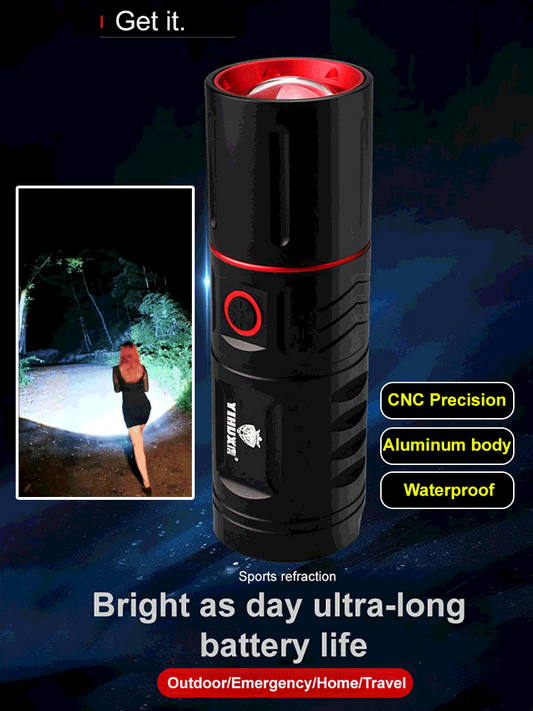 ✨Telescopic Zoom Long-Range Outdoor Bright Flashlight（50% OFF）